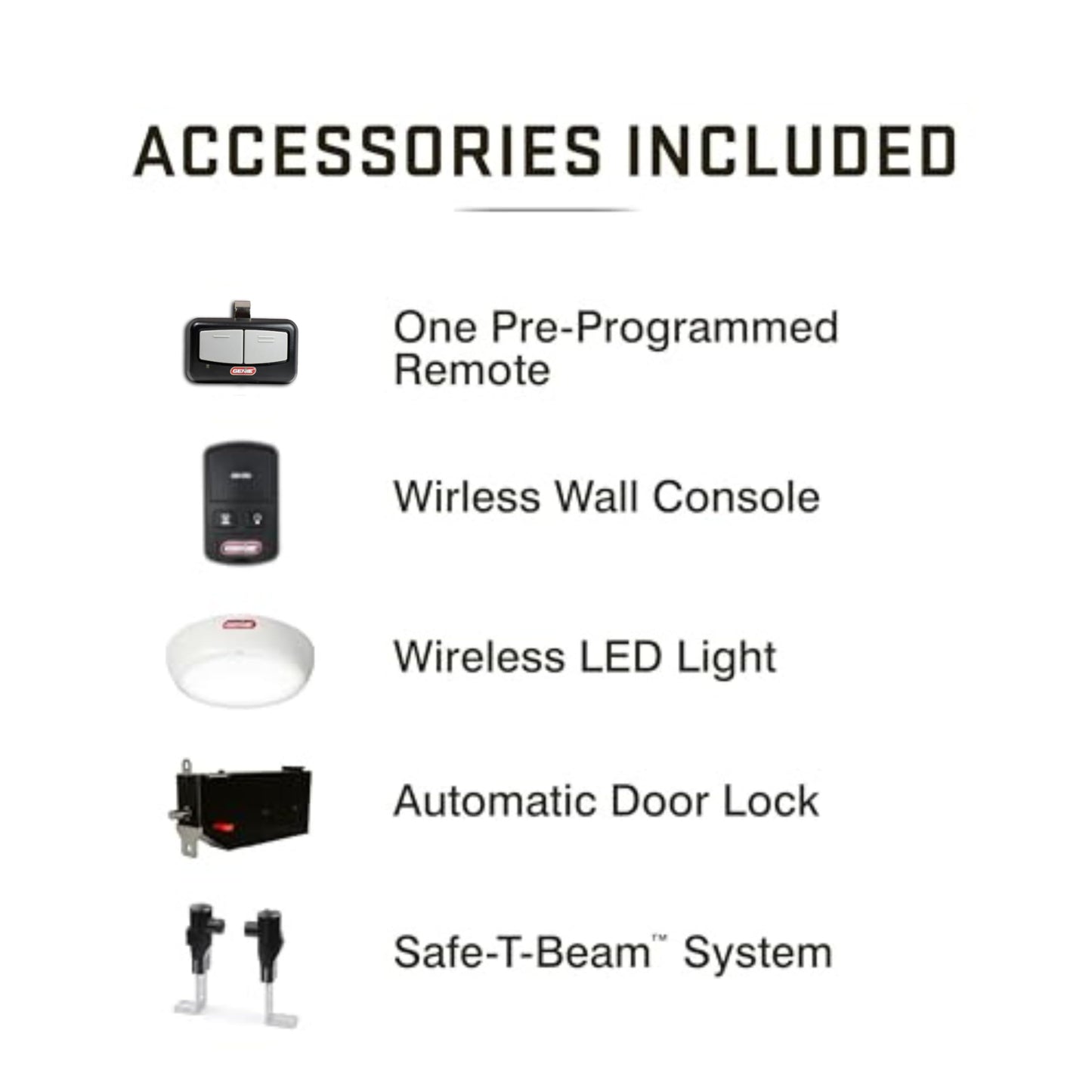 Genie 6072H-O Residential Wall Mounted Garage Door Opener, Black