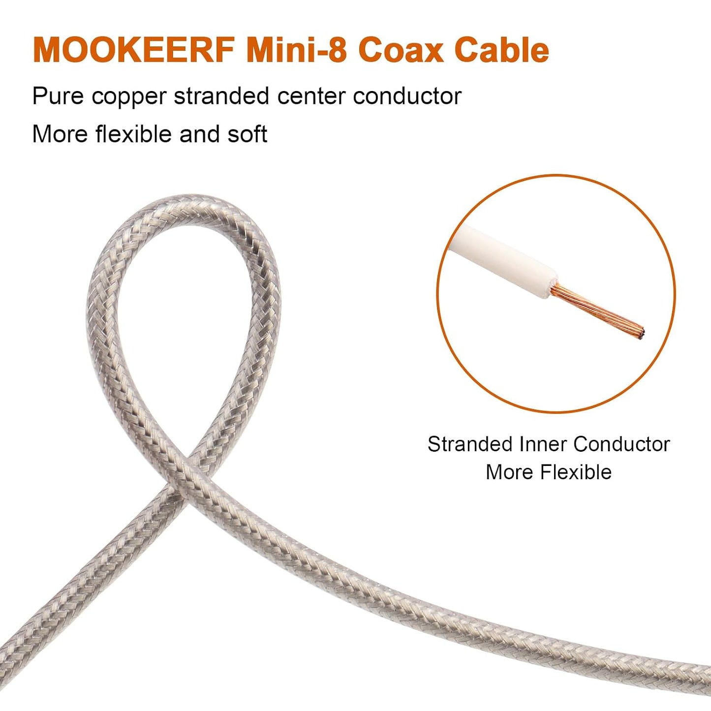 18ft,Low RG8X PL-259 FME/PL259 18 MOOKEERF CB Coax Cable Loss Stranded Core CB Antenna Cable with and Male Connector