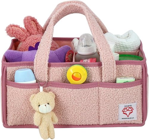 Diaper Caddy Organizer by [Brand Name] - Stylish Nursery Storage Basket for Wipes, Diapers & Toys - Large Felt Design