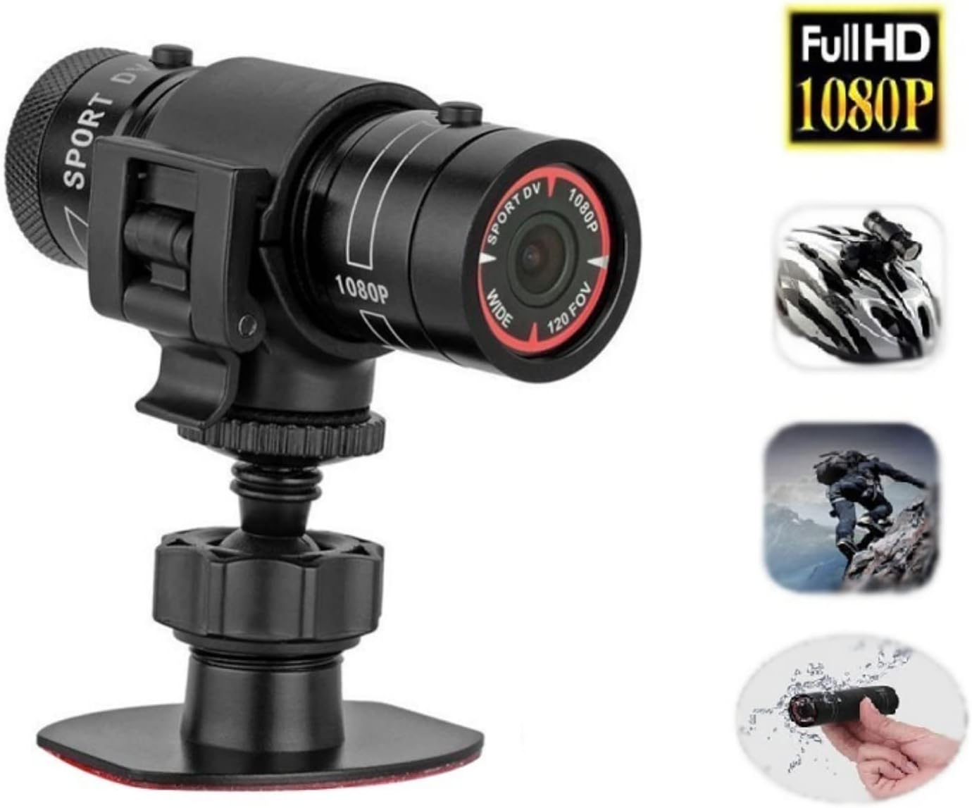 Zerone 1080P 720P IPX-4 Sport Action DV Camera, Mini Portable Full HD Audio Camera with Mic, Waterproof Bike Car Cam
