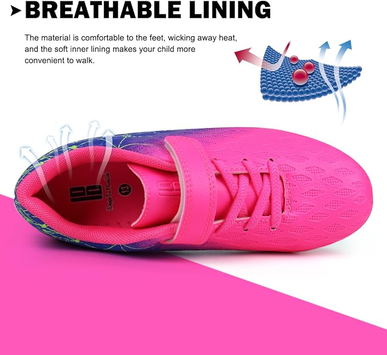 brooman Kids Firm Ground Soccer Cleats Boys Girls Athletic Outdoor Football Shoes