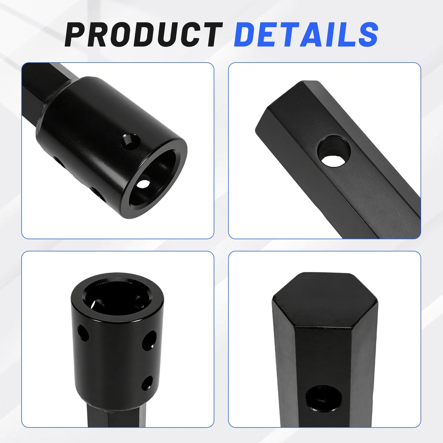 loosoo Auger Adapter Coupler, 2" Female Round to 2in Male Hex, Heavy Duty Auger Shaft Bit Adapter Conversion Bolt Pin, Fit for Skid Steer/Tractor/Digger/Power Head, Fully Welded Machined Carbon Steel