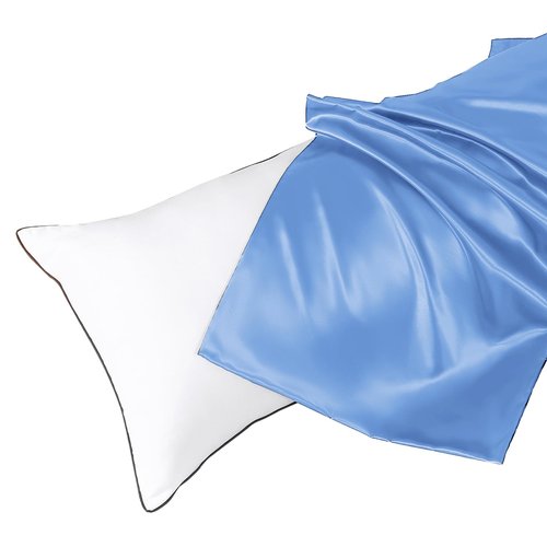HUXMEYSON Body Pillow with Satin Pillowcase, Body Pillow for Adults, Removable Cover, Light Blue (20"x54")