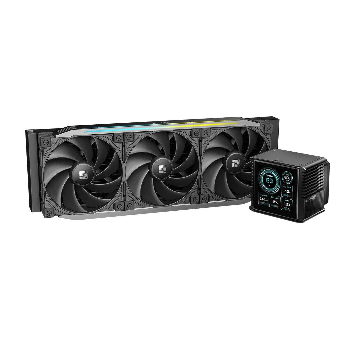 Sudokoo Proteus 360 Liquid CPU Cooler: 360mm AIO LCD CPU Cooler with Customizable 3.4" Digital Display - Water Cooling with 30mm Thick Fans for Intel LGA 1851/1700/1200/115X AMD AM5/AM4