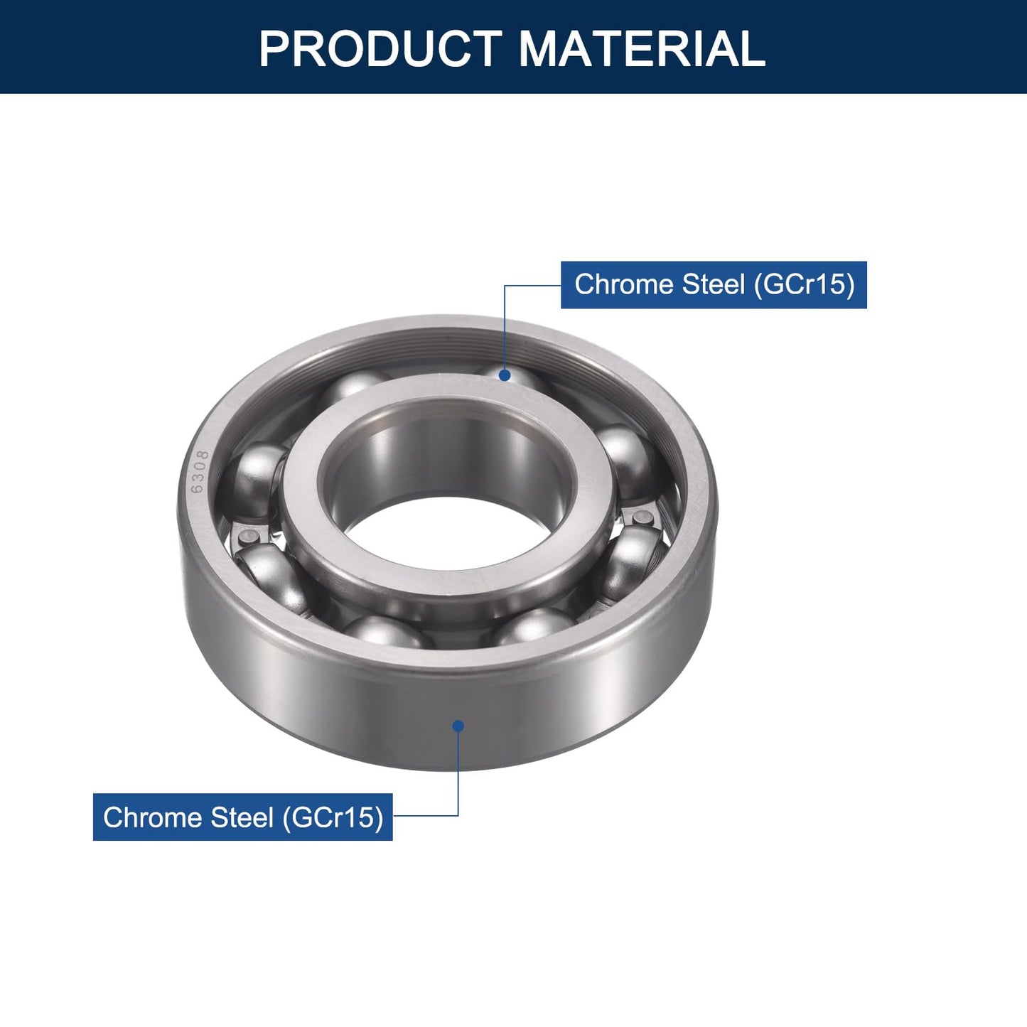 HiPicco 6308-OPEN Deep Groove Ball Bearings, I.D.=40mm, O.D.=90mm, Thickness=23mm Open Type Chrome Steel Ball Bearing Pre-Lubricated Chrome Steel Z2 Lever