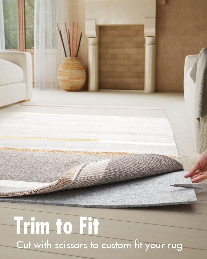 Skiennix Non-Slip Rug Pad Gripper - Extra Thick 1/4” Felt for Area Rugs & Hardwood Floors - 8x10 Feet