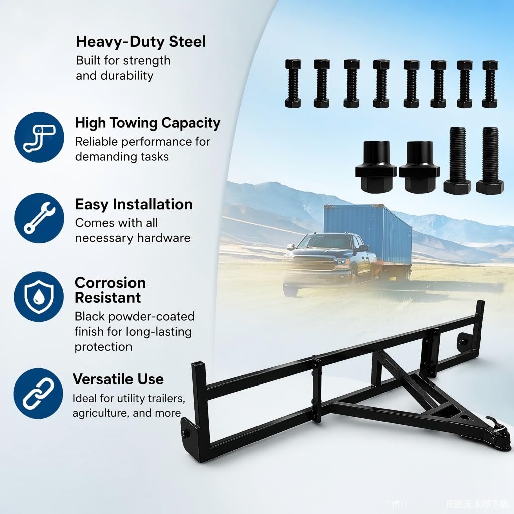 Shipping Container Tow Bar Kit - 14,000 LBS Heavy Duty Tow Hitch with Manganese Steel & Split Design for 20ft/40ft Containers (Tow bar for 100.2" Container)