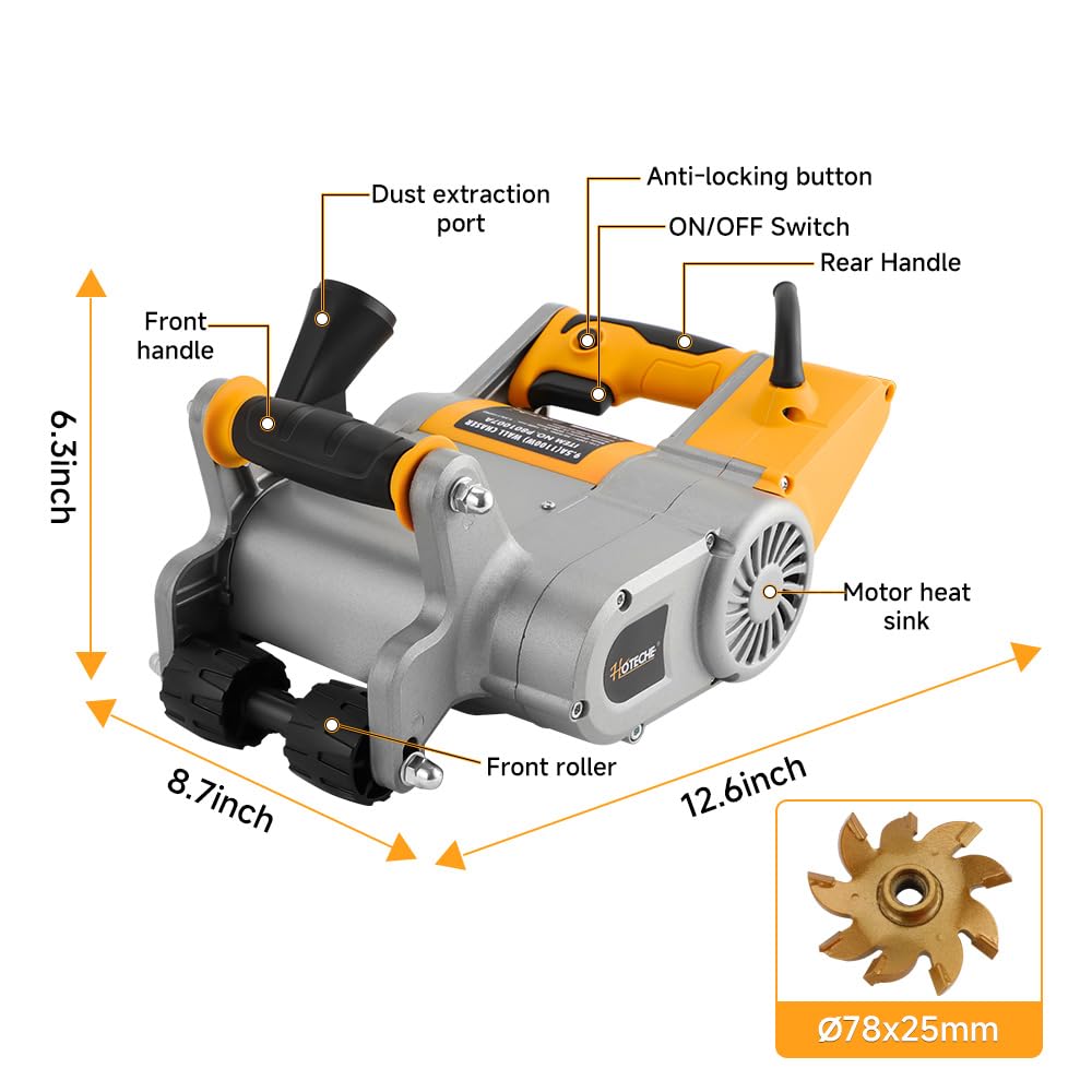 Hoteche Wall Groove Cutting Machine 1100W Electric Wall Chaser 1-Inch Groove Slotting Machine for Masonry & Brick