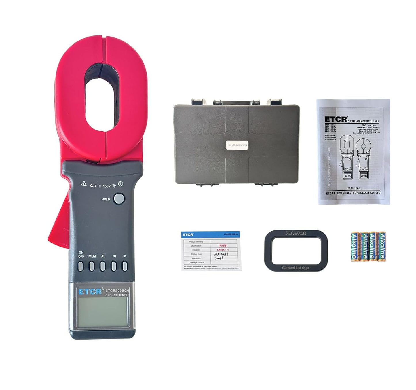ETCR ETCR2000C+ Digital Clamp Ground Earth Resistance Meter Tester 0.01-1200Ω, 0.00mA-20.0A, Clamp Size 65mm×32mm