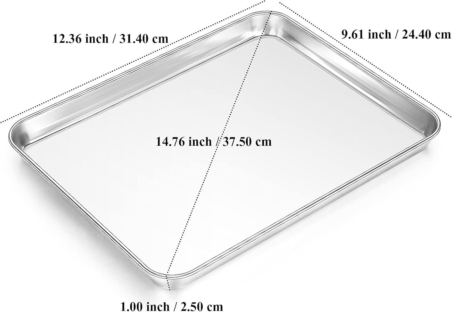 Yododo Baking Sheet Set - Stainless Steel Cookie Tray with Non-Toxic Silicone Mat | 12-Inch Size, Easy Clean