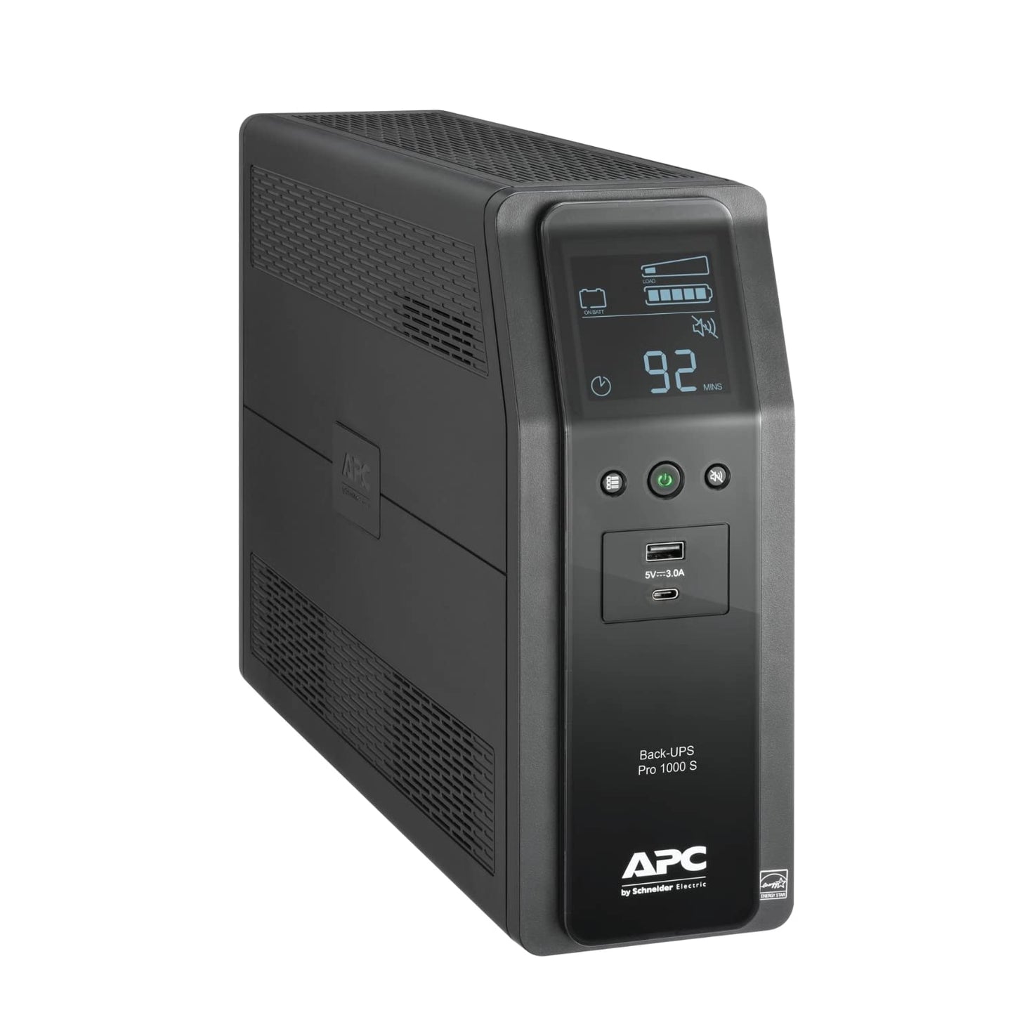 APC UPS Back-UPS Pro 1000VA Sinewave UPS, 600W Battery Backup & Surge Protector, AVR, 10 Outlets, LCD, USB-C & USB-A Charging Ports, BR1000MS Uninterruptible Power Supply for Computers, Electronics