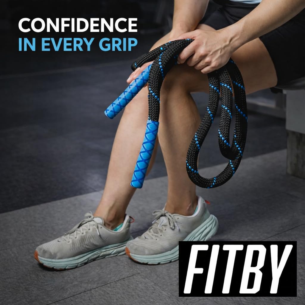 Weighted Jump Rope - 2.9lbs, 9.9 Feet Long Jump Ropes for Fitness, Home Workout Rope, Skipping Rope for Exercise, Total Body Workout Equipment, Durable Jumping Rope by Fitby