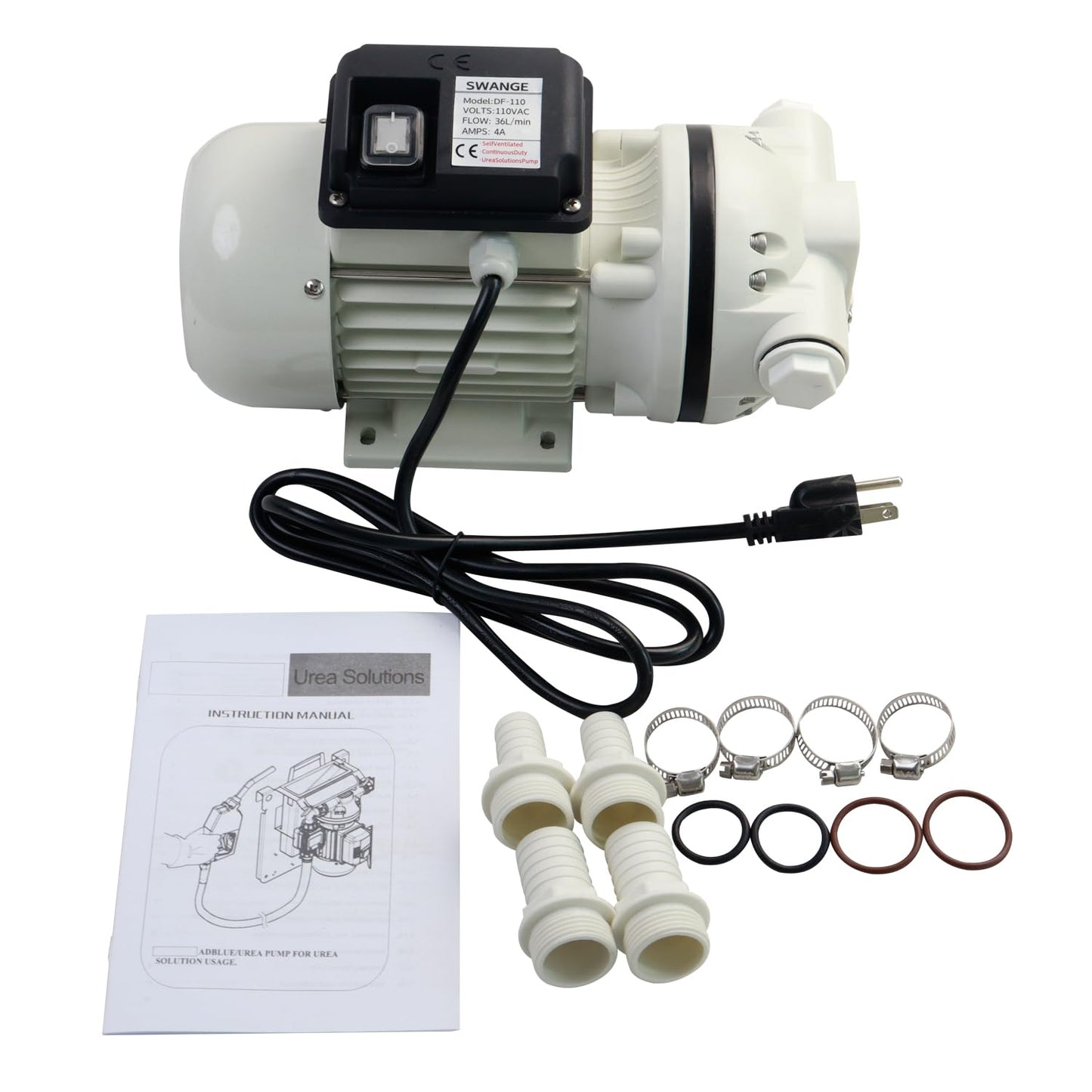 SWANGET AC 110V-120V DEF Transfer Pump for Diesel Exhaust Fluid (DEF) Drum Compatible American Plug, Diaphragm Irrigation Self priming Electric water pump 10.6 GPM 23PSI,14.3lb, Lift 11m,Power 350W