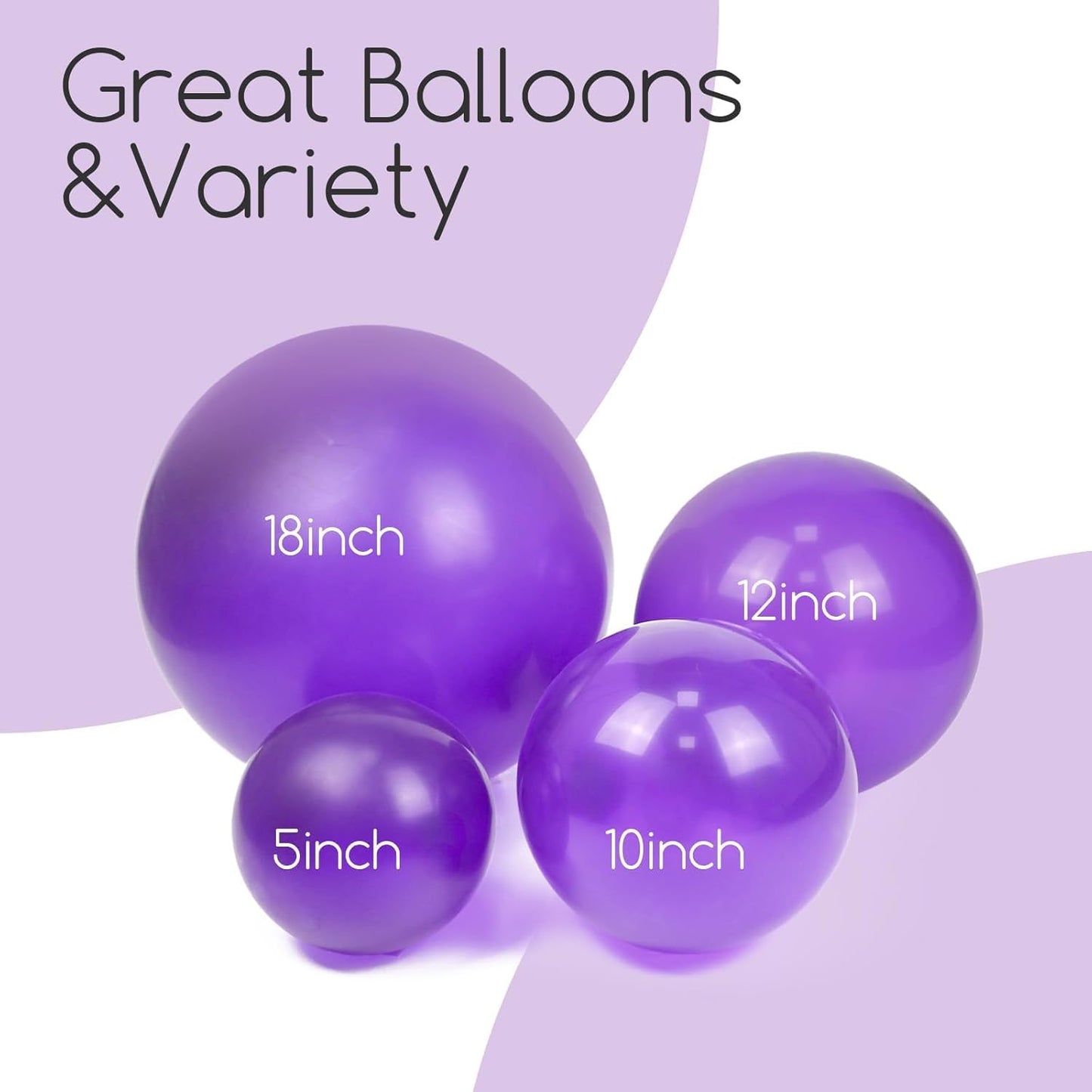 Purple Balloons Kit by [Brand Name] - 120-Piece Set with 5 to 18-Inch Sizes for Birthday & Baby Shower Decor