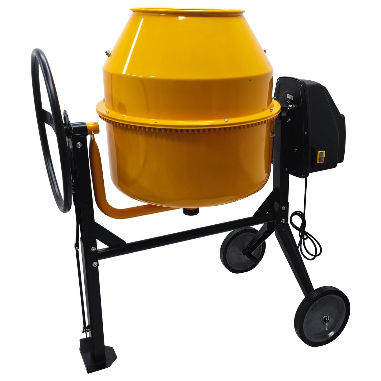 EQCOTWEA 7 Cu.Ft Cement Mixer Electric Concrete Mortar Mixer with Steel Drum & Casters 110V/60HZ Portable Concrete Mixing Machine for Construction Stucco 360°Rotation 1000W (1400RPM)