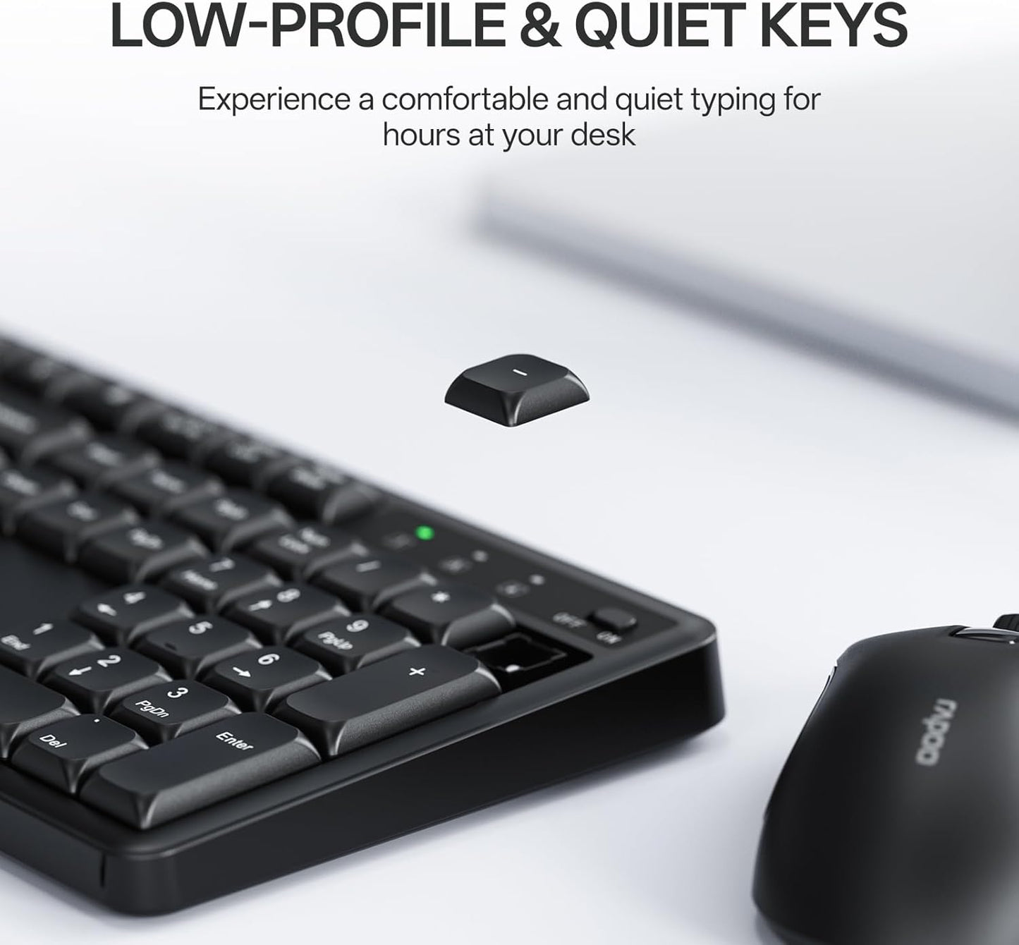 Rapoo X2100 2.4GHz 12 Quiet Wireless Keyboard and Mouse Combo, USB Receiver, Multimedia Keys, Spill-Proof, Full-Sized