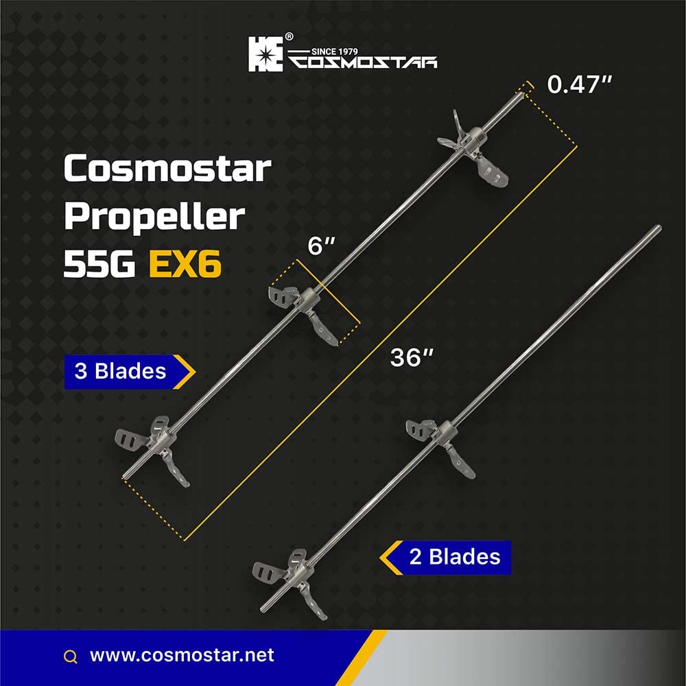 Cosmostar 55 Gallon Paint Mixer with Expandable Stainless Steel Mixing Blades and 0.47" Shaft Rod - Ideal for Mixing Paints, Epoxy, Resins, and Silicones with Dual Propeller Tools