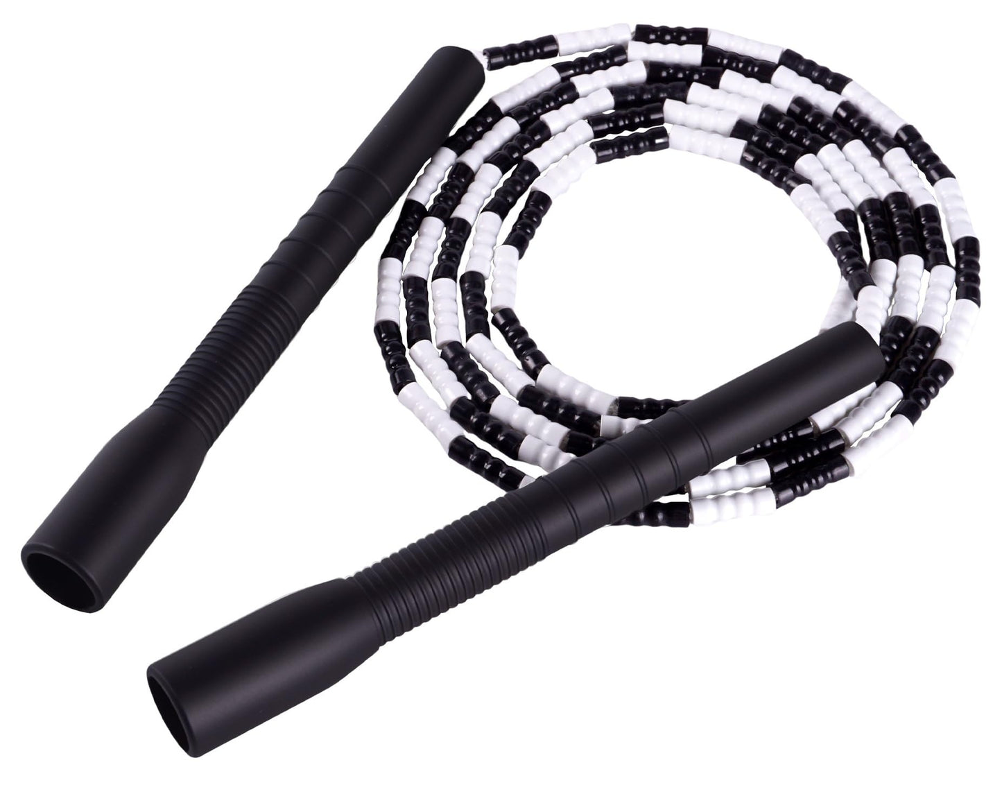 YUEDONG Soft Beaded Jump Rope - World Champion Luke Boon Recommended, Adjustable Tangle-Free, Pain-Free TPU Beads & Anti-Slip Long Handles, Fitness Workout for Adults Kids with Carry Bag(BLACK)