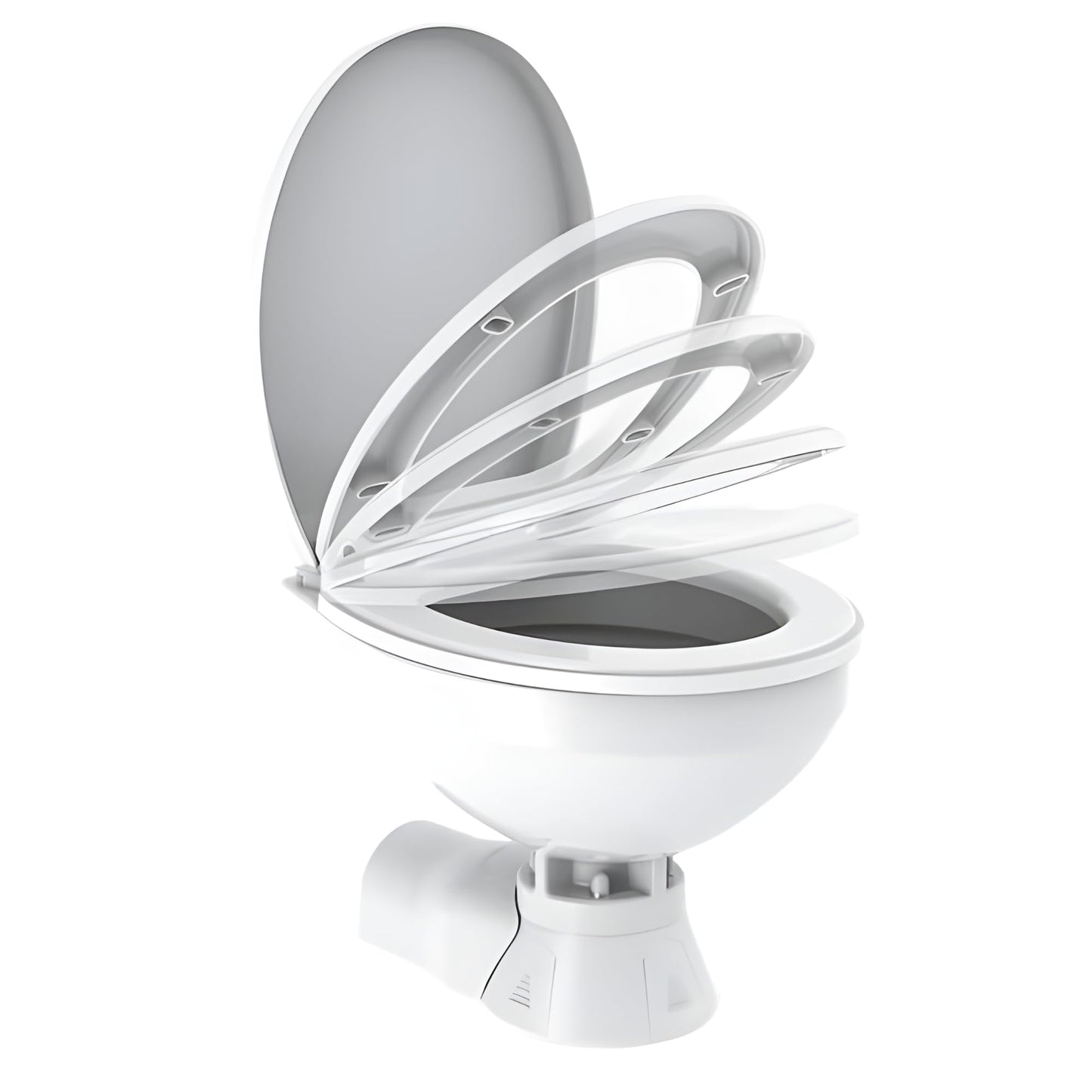 SEAFLO Quiet Flush Electric Marine Toilet - Fresh Water Rinse, 12V, Solenoid Valve, Ceramic Bowl, Soft Close Seat, Macerator Pump, 3-Way Switch Panel, Boat Yacht Toilet, 4-Year Warranty