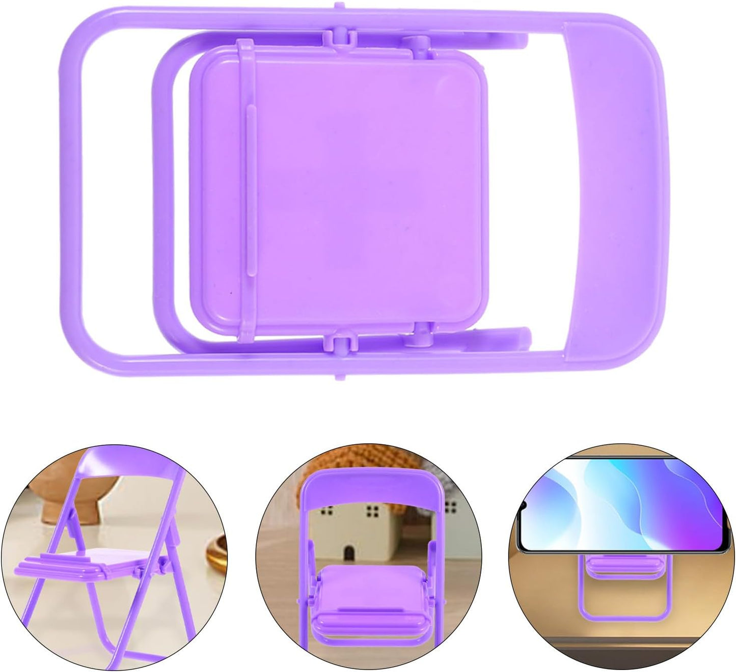 Beaupretty 10 Pack Creative Purple Foldable Chair-Shaped Phone Stands - for Home & Office