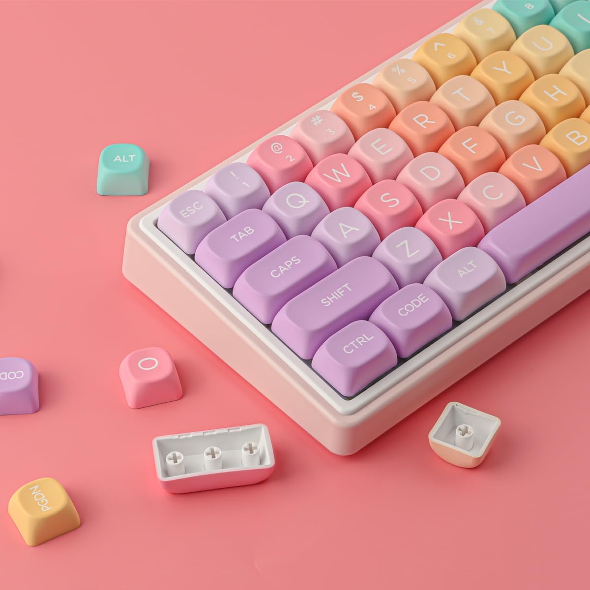 Tsungup 126 Set MOA Profile Keycaps,PBT Cute Rainbow Candy Keycaps Keys Dye-Sublimation Custom Keycap with Keycap