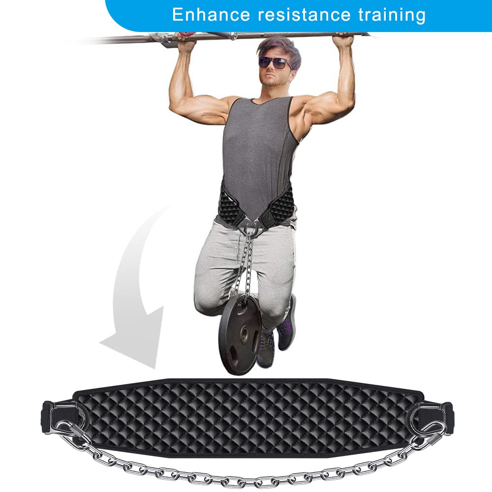 Kipika Pull Up Bands with Dip Belt - Adjustable Resistance for Chin Ups, Body Stretching & Strength Training - Heavy Duty Elastic Straps & Metal Chain Suitable for Home Gym Workout