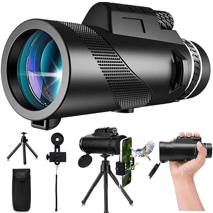 KFYSLEXA 80x100 Monocular Telescope High Powered Monoculars for Adults Compatible with Smartphones and Can Bird