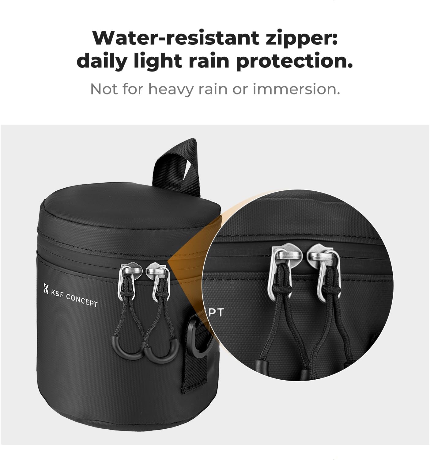 2.9" x4.5" K&F CONCEPT Camera Lens Pouch Case, Waterproof Zipper Lens Protective Bag, Shockproof All-round Camera Lens