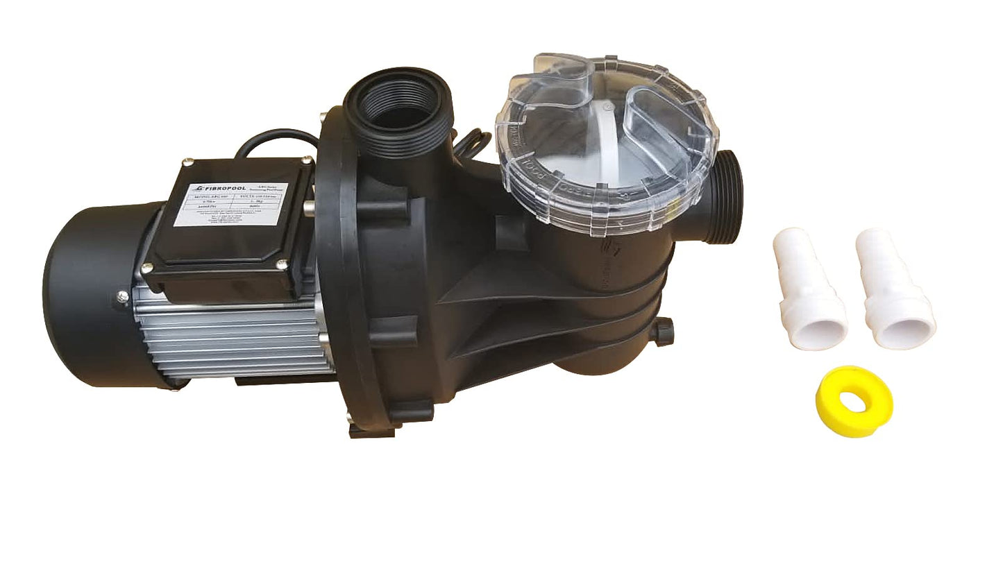 FibroPool 1HP Above Ground Pool Pump – 4500 GPH High Efficiency Motor, Clear Lid Strainer, 120V Pool Pump with Hose Adapters for Easy Installation, Heavy Duty ABG100