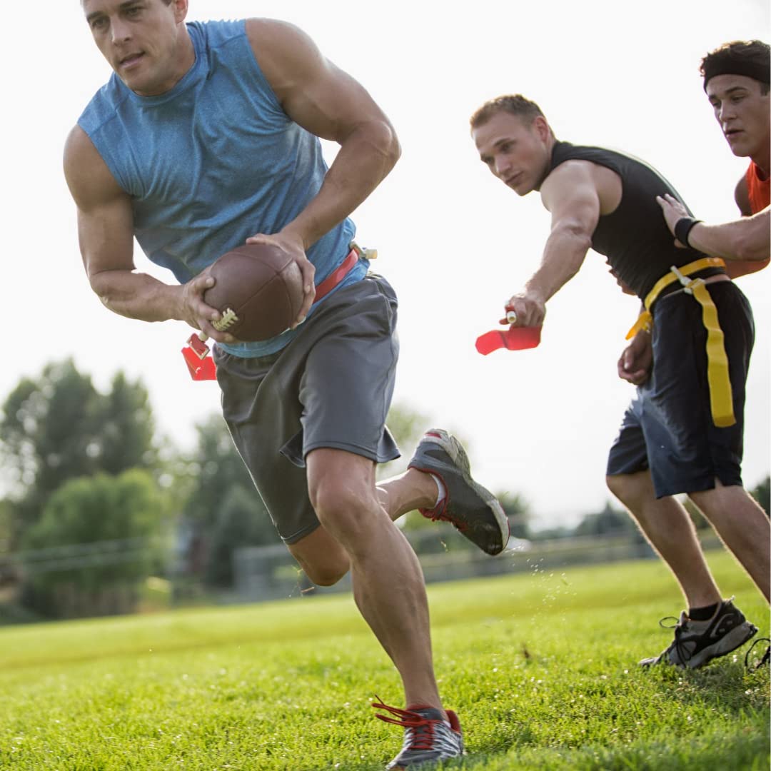 Trained 10 Man Flag Football Belts, 10 Player Adjustable Flag Football Set for Sports Teams, Training & Competition