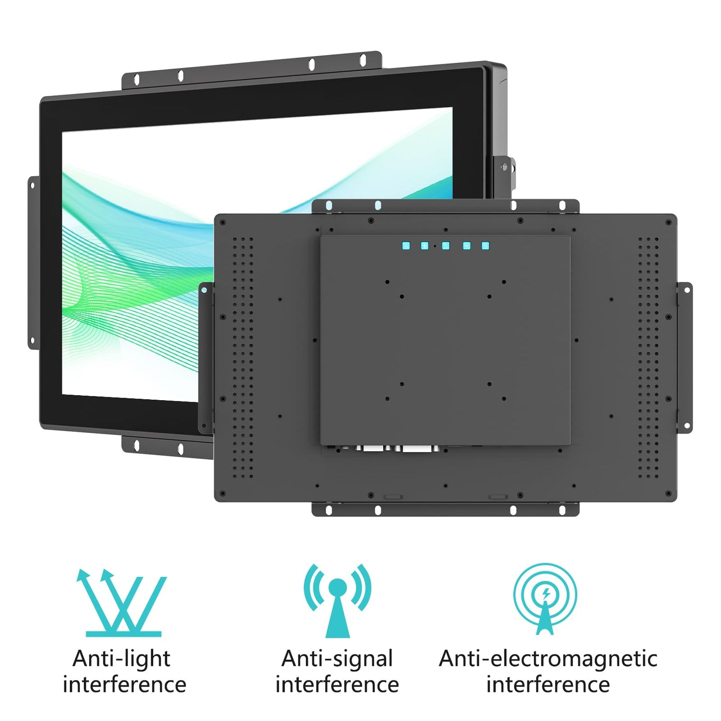 Senisway 15.6 Inch Open Frame Touchscreen Monitor Surface is IP65 Waterproof 1920 x 1080 @ 60Hz TFT LCD IK08 Industrial Touch Screen Monitor 10 Finger Capacitive Touch