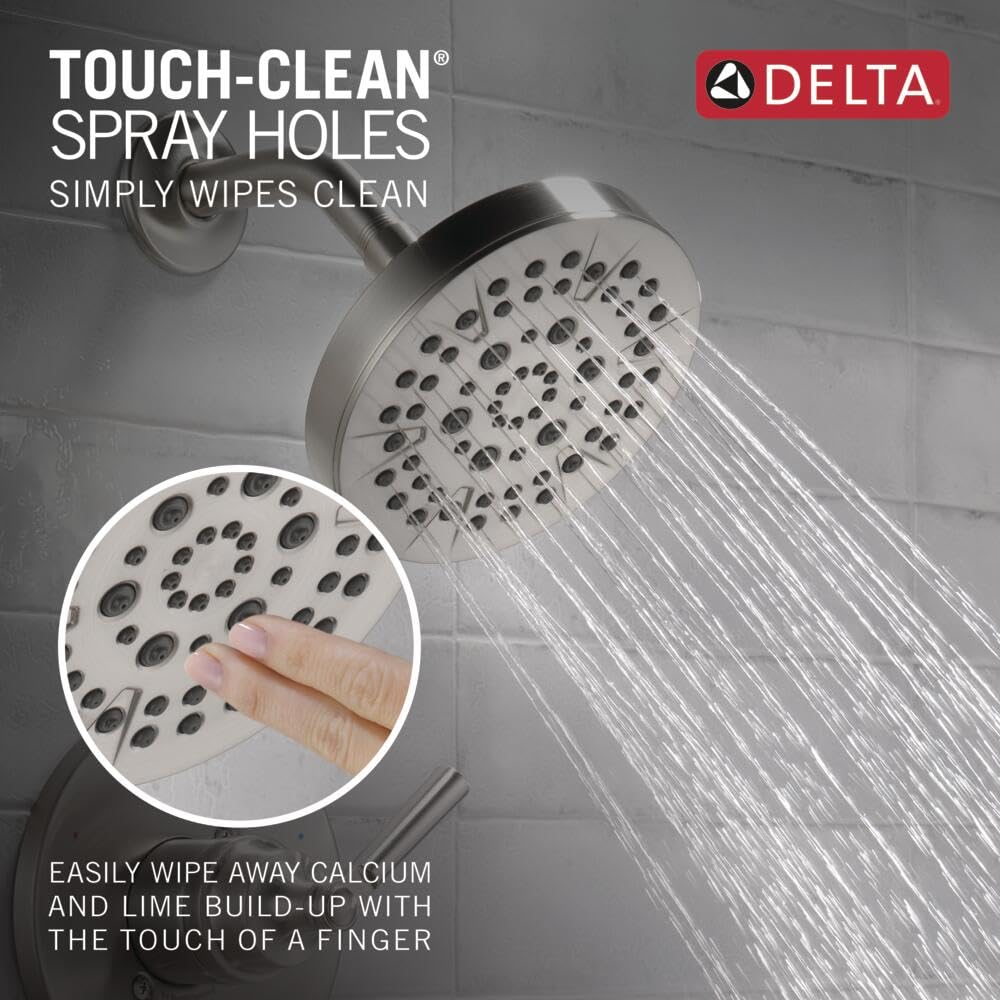 Delta Faucet Saylor 14 Series Brushed Nickel Tub and Shower Faucet Combo, Bathtub and Shower System, Shower Trim Kit, Bathtub Faucet Set, Shower Tub Faucet, Stainless T14435-SS (Valve Not Included)