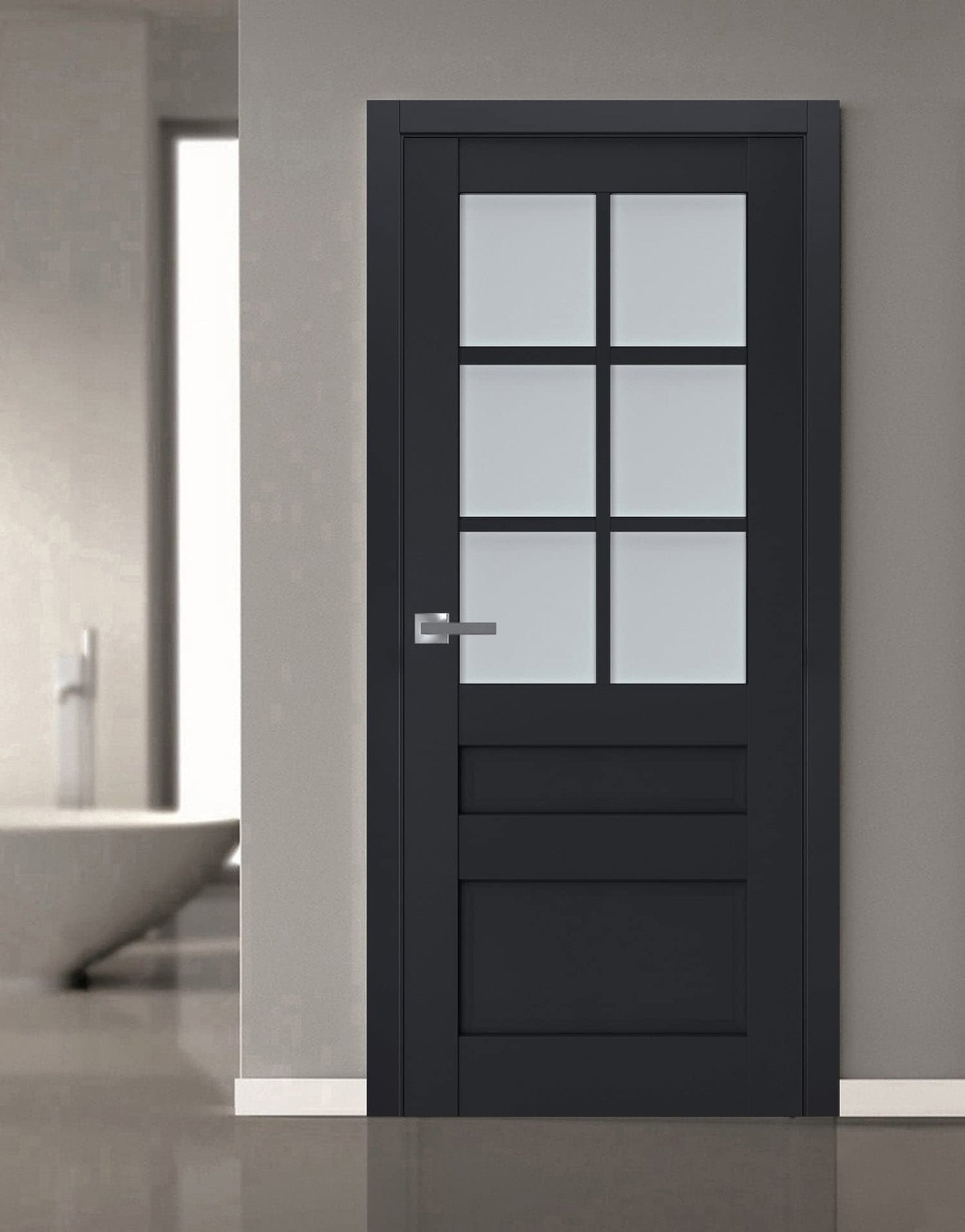SARTODOORS Slab Barn Door Panel Frosted Glass | Veregio 7339 Antracite | Sturdy Finished Doors | Pocket Closet Sliding-32 x 84"