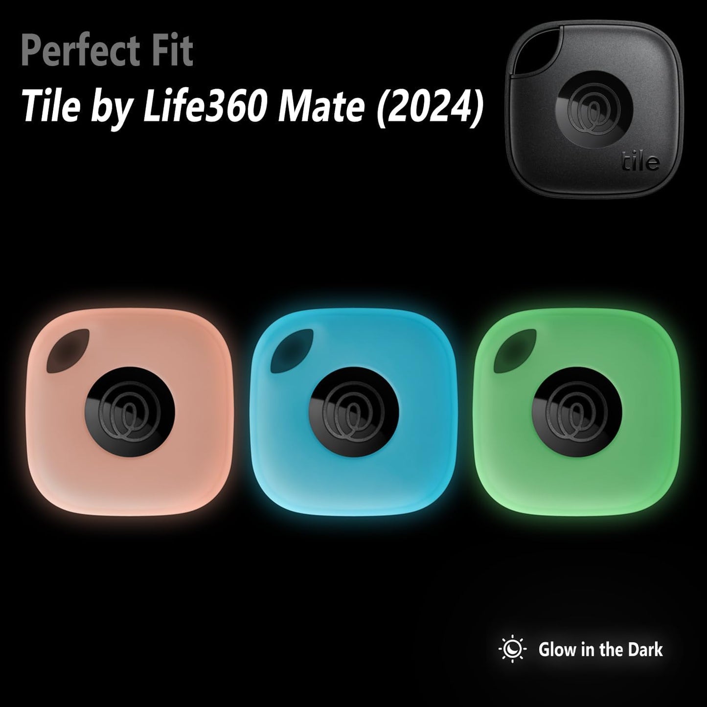 Geiomoo 2024, 2022, (3 Pack Silicone Case for Tile Mate Tile Mate Soft Scratch Resistant Cover with Carabiner Luminous