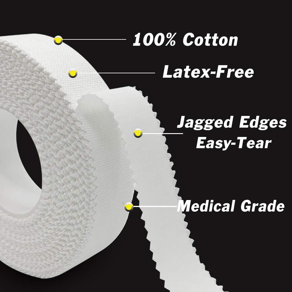 White Athletic Tape (6 Pack 0.5" 30ft) - Finger Tape - Medical Tape - Foot Tape - No Sticky Residue & Easy to Tear - for Rock Climbing, Jiu-Jitsu, Grappling, Martial Arts, Hockey Stick, Lifters