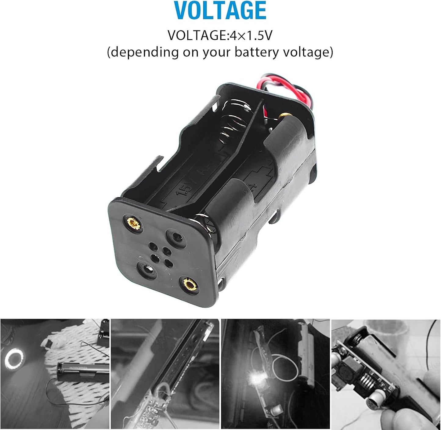 QTEATAK 4 1.5V x AA Batteries Battery Holder Wire Leads