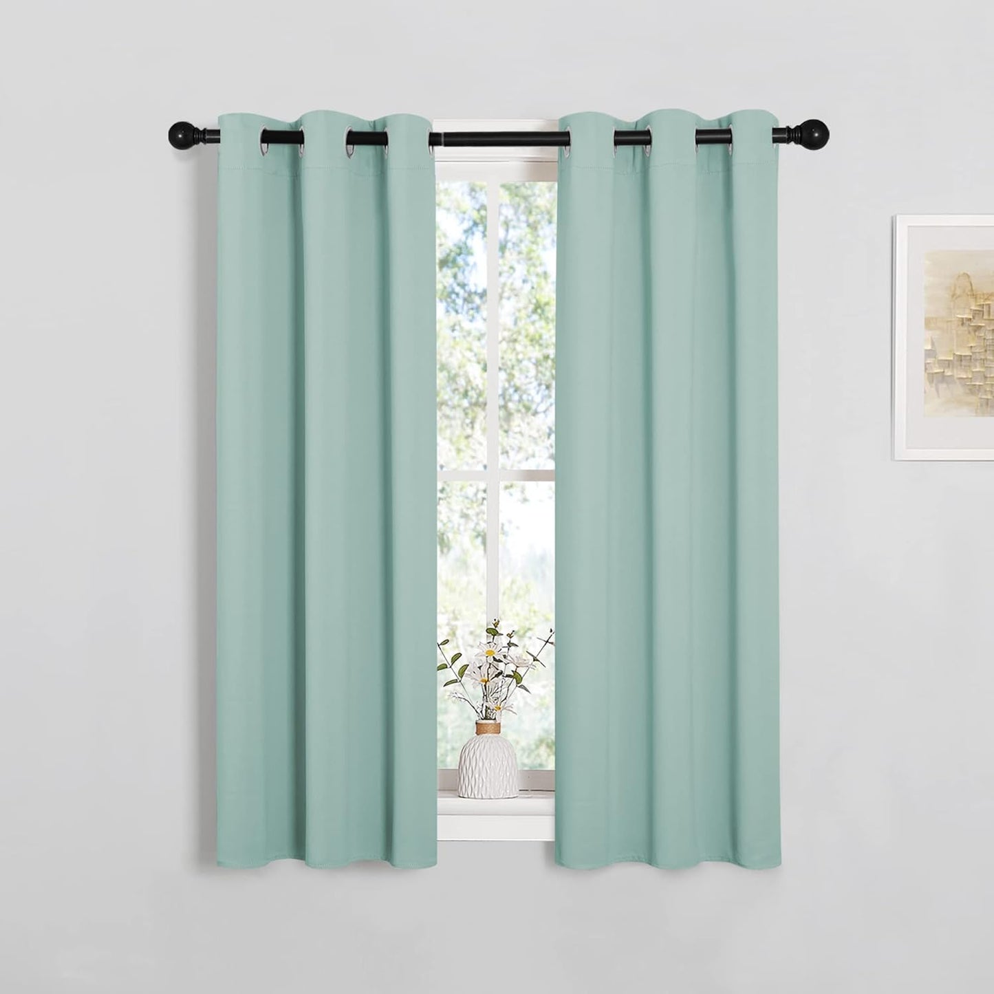 NICETOWN Thermal Insulated Blackout Curtains - Aqua Blue Room Darkening Drapes, Set of 2, 29x40 Inches