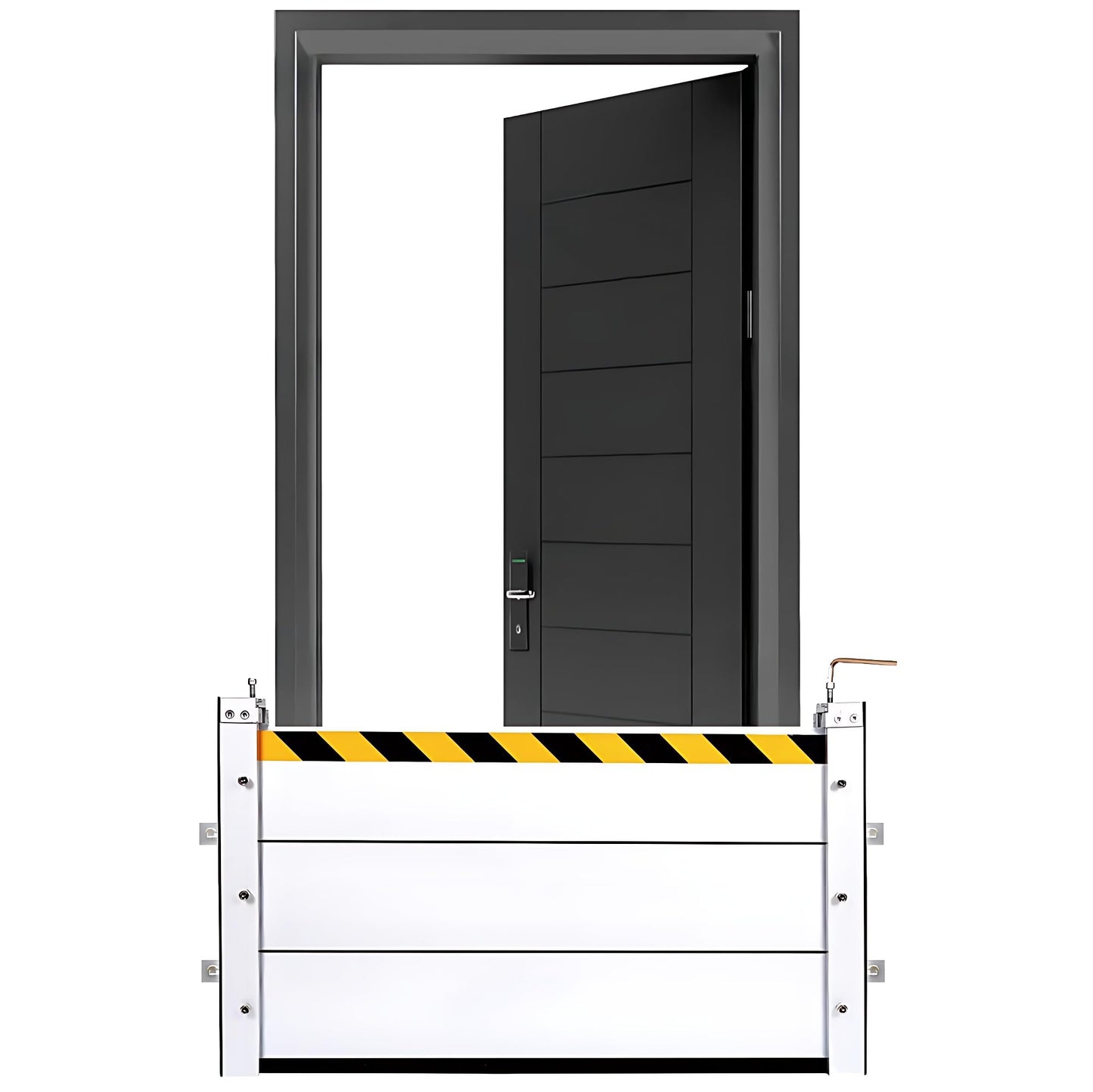 Aluminum Flood Protection Barrier for 32" 36'' 42'' 72'' Doors, Quick Detachable Reusable Flood Control Baffle - Front Door/Basement Entrance/Backyard Flooding Water Barriers (for 30" - 32" Door)