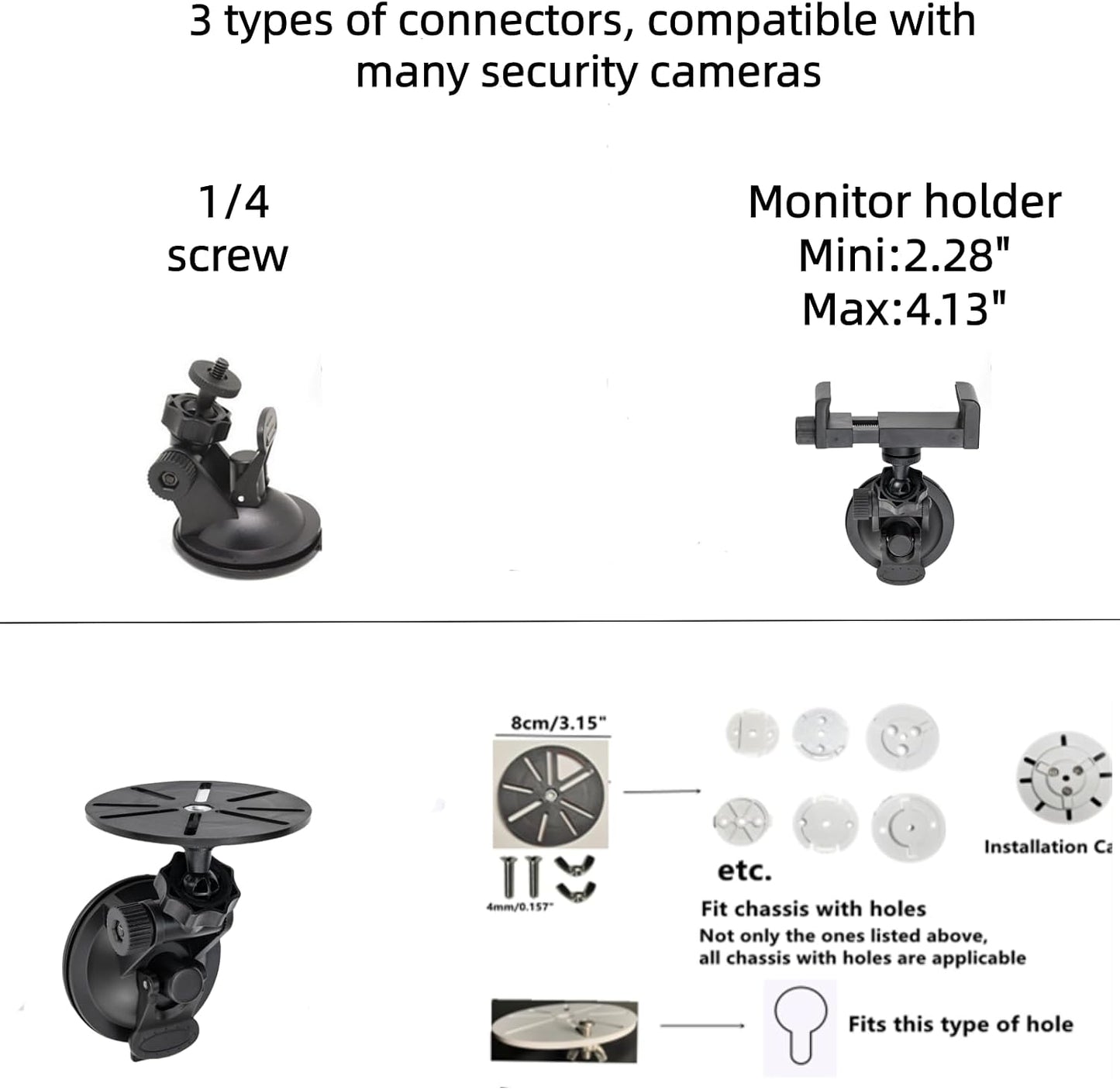 LamYHeng (2) Window Mount for Security Camera,Rotating Suction Mount Bracket,Compatible with Universal Security Cameras