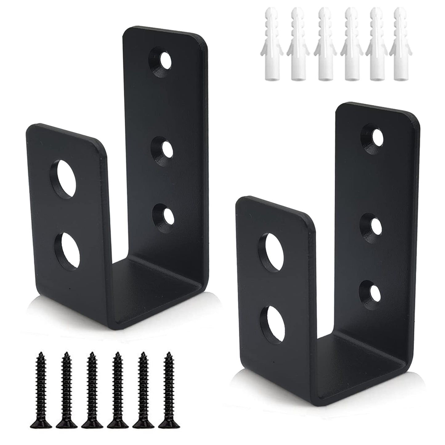 Door Barricade Brackets, 2 Pack 2x4 Door Barricade Brackets Door Security Barricade Brackets Bar Security Holder for Home, Barn, Shed, Garage, Gate to Security Door Reinforcement Fits 2x4 Bars, Black