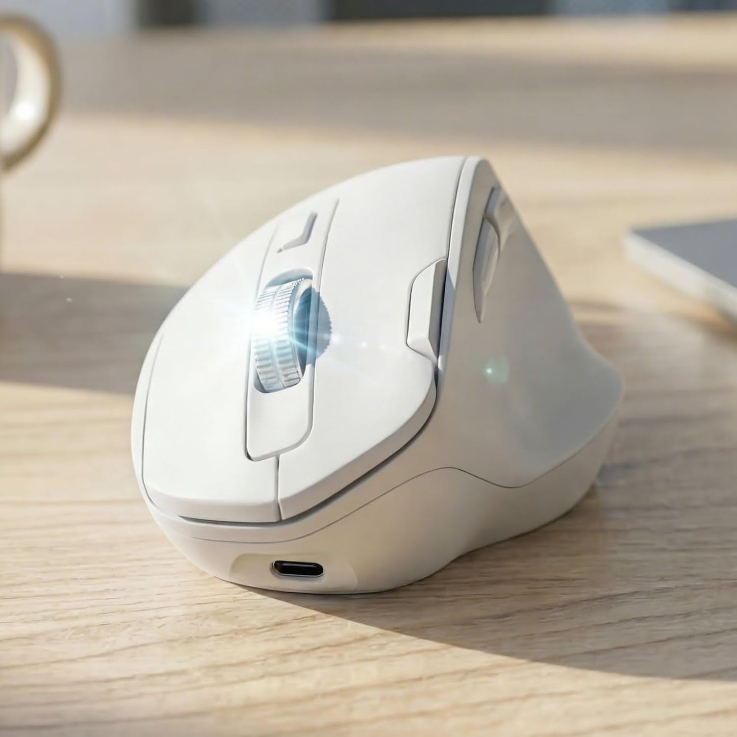 EWEADN C2 2.4G 5 4000 Ergonomic Wireless Mouse, Rechargeable Bluetooth & Dual Mode Computer Mouse with RGB, Quiet