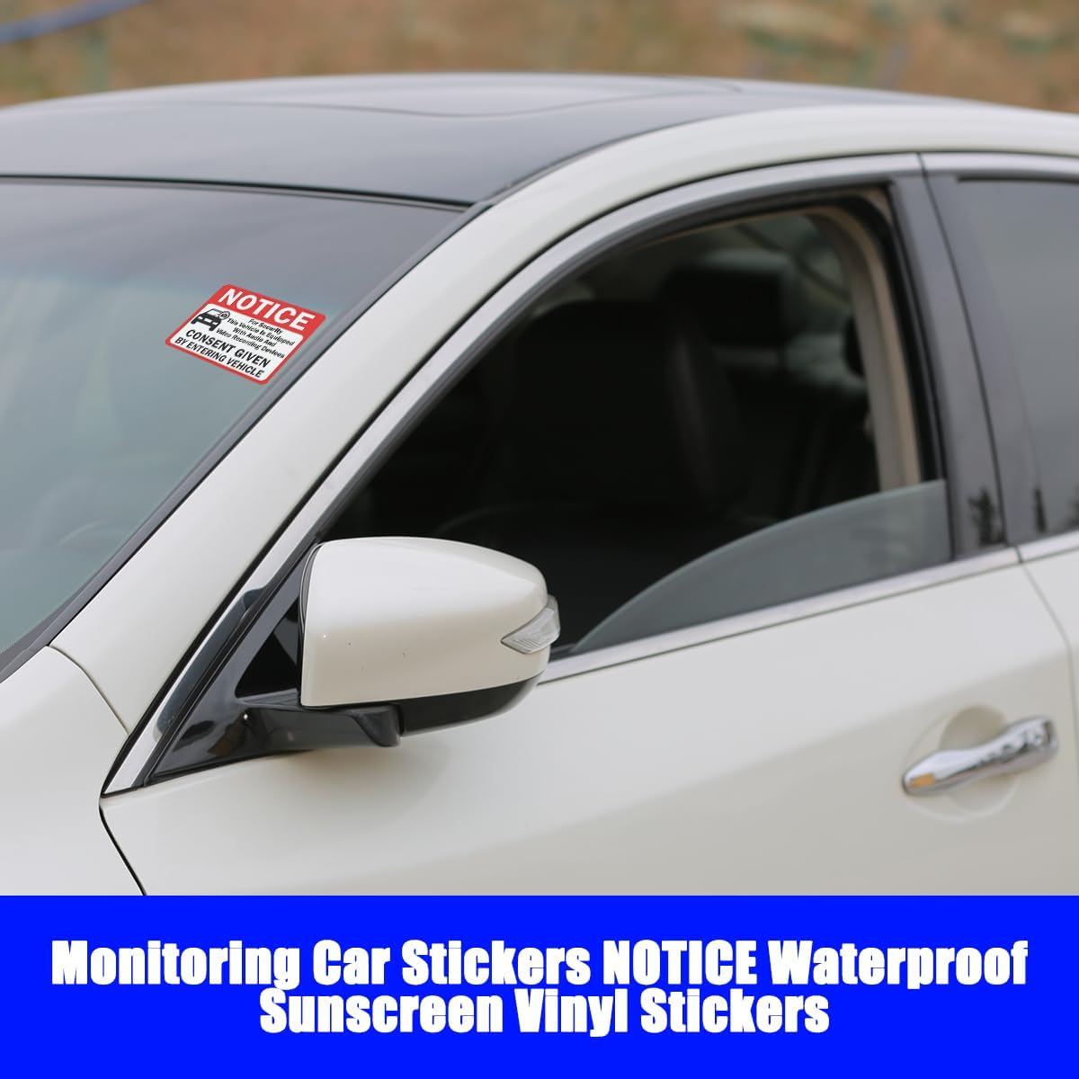 Bittwee 6PCS Car Camera Audio Video Recording Window Vinyl Stickers, Waterproof Sun-Proof Vehicle Video Recorder