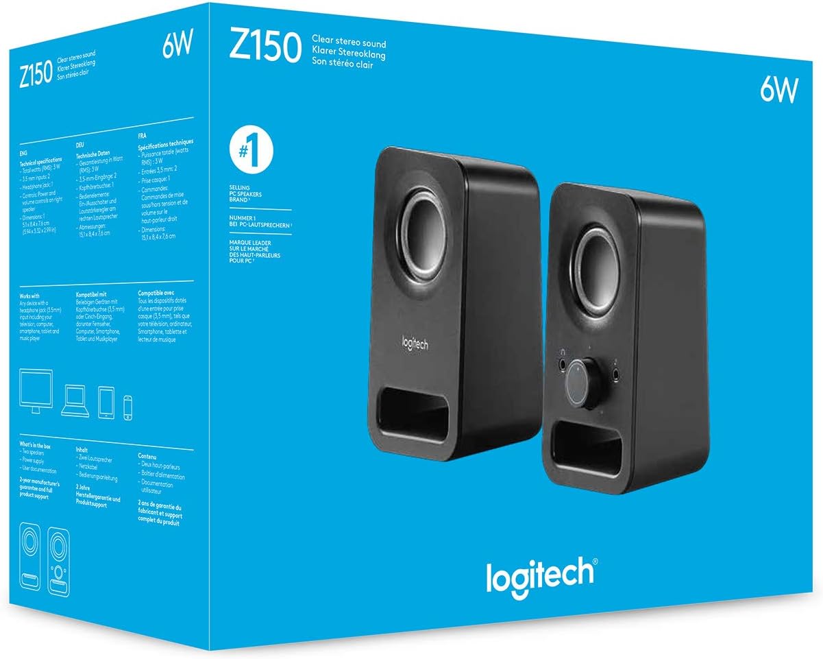Logitech Z150 Multimedia Speakers with Stereo Sound for Multiple Devices, Black