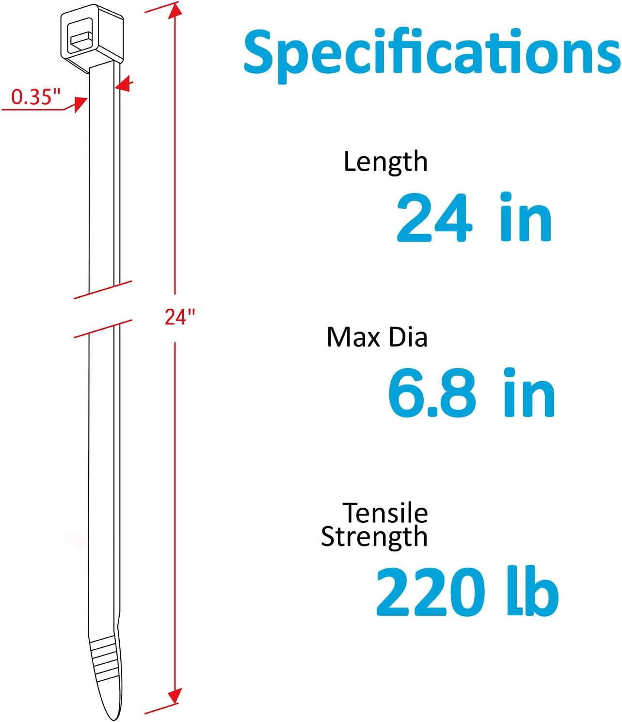 ANOSON 24 inch (40 Pack), 220 lbs, Large Zip Ties Heavy Duty Outdoor Heavy Duty Zip Ties Black, by