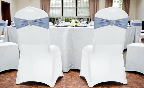 MDS Spandex Chair Sashes - Premium Stretch Covers with Buckle Slider | Pack of 100 - Dusty Blue