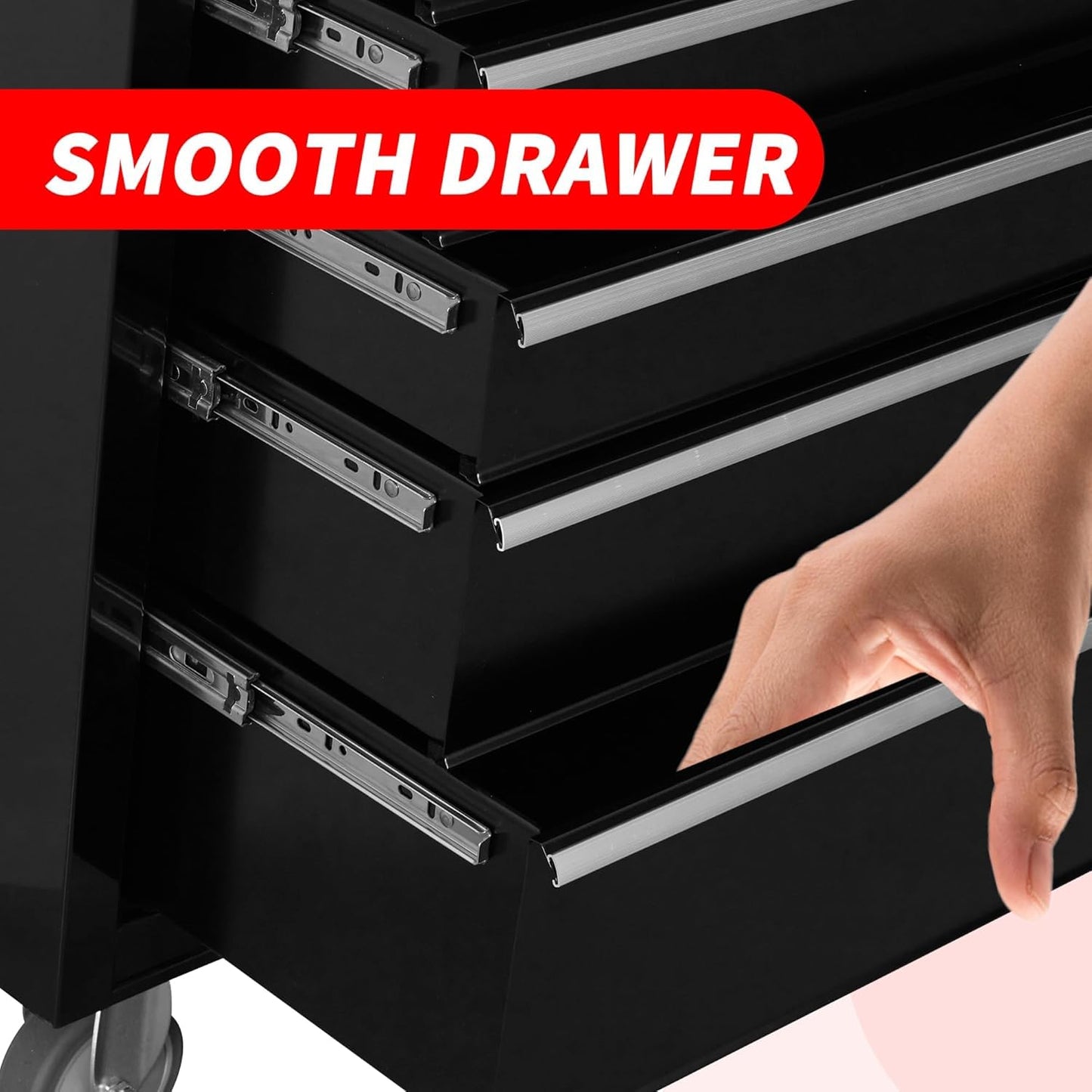 6-Drawer Rolling Tool Chest with Locking Wheels & Drawers, 13" D x 24.2" W x 36.6" H Mobile Tool Storage Cabinet, Heavy-Duty Garage Organizer with Ergonomic Handle