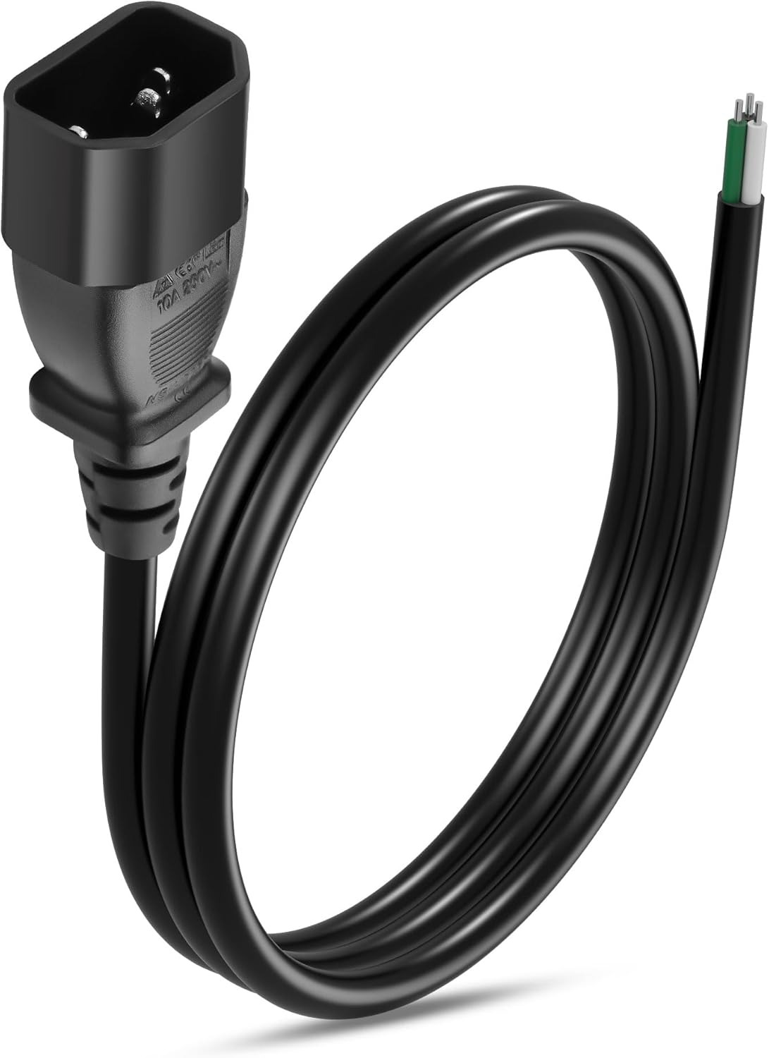 CERRXIAN 3.9FT 320 C14 3 16AWG C14 IEC Male Pin with Open Wiring Stripped, Heavy Duty Replacement to Bare Wire Power