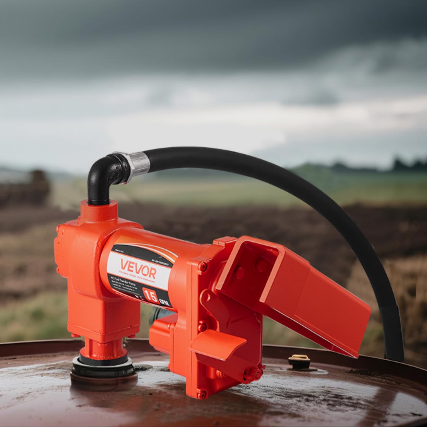VEVOR Fuel Transfer Pump 110V, 15 GPM 57 L/min, AC Electric Oil Transfer Pump, with Auto Shut-Off Fuel Nozzle & Discharge Hose, High Flow Kit for Gasoline, Diesel, Kerosene, Biodiesel, Ethanol Blends