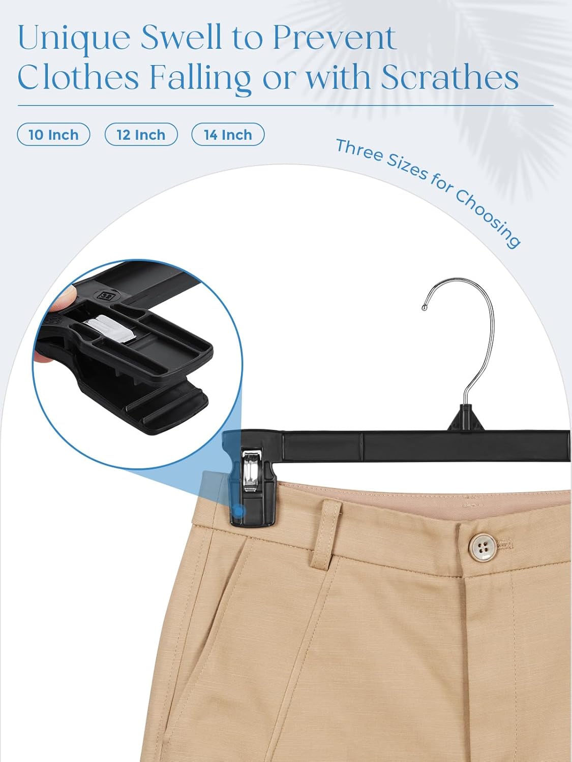 Smartor Pants Hangers - 30 Pack Heavy-Duty Black Clips with 360° Hooks for Shorts, Trousers & Jeans | 12 Inch