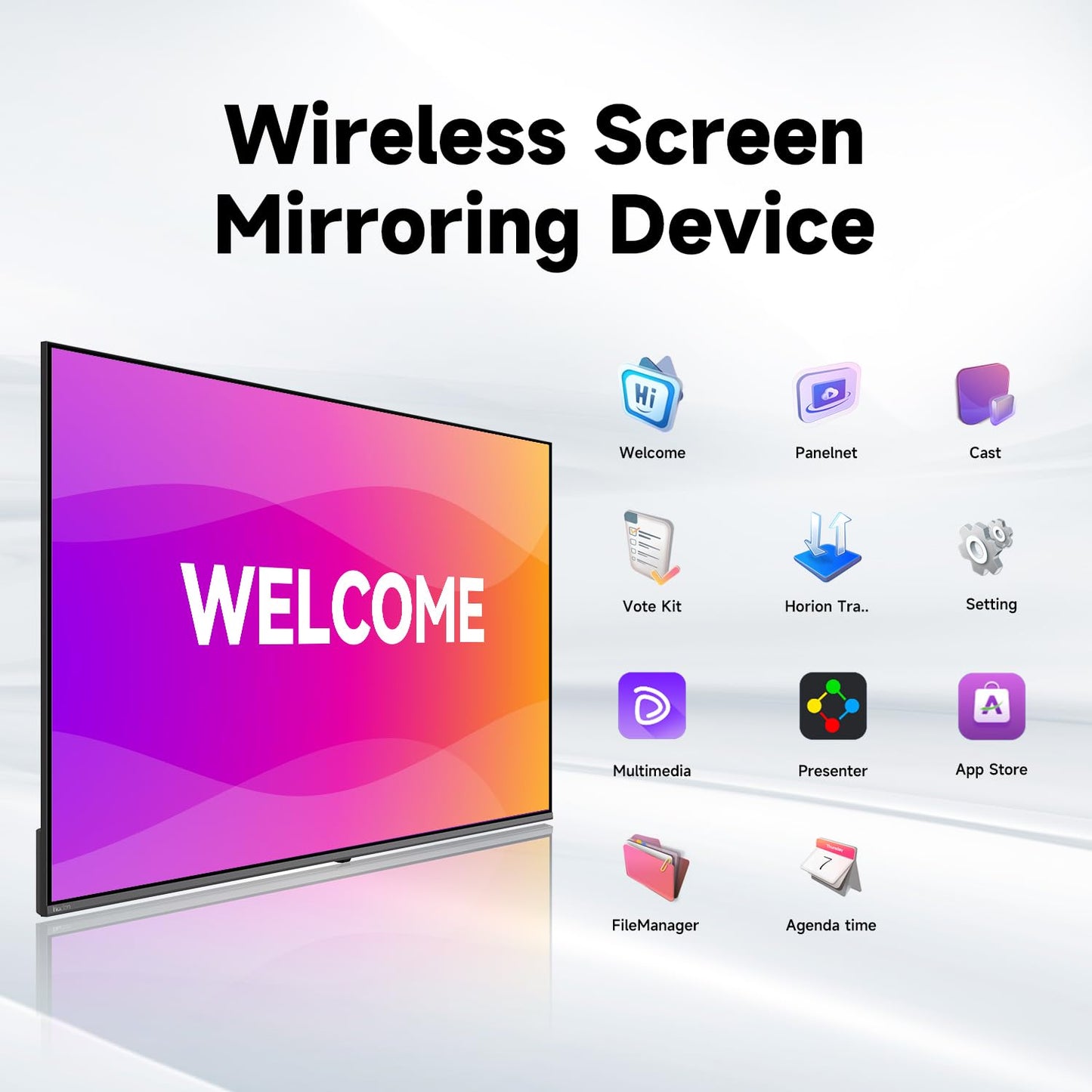 HORION 55 Inch 4K UHD Interactive Display for Conferences, Office, LED Commercial TV, Use for Commercial Signage Display, 260 nit, HDMI, USB, Wi-Fi, Speakers